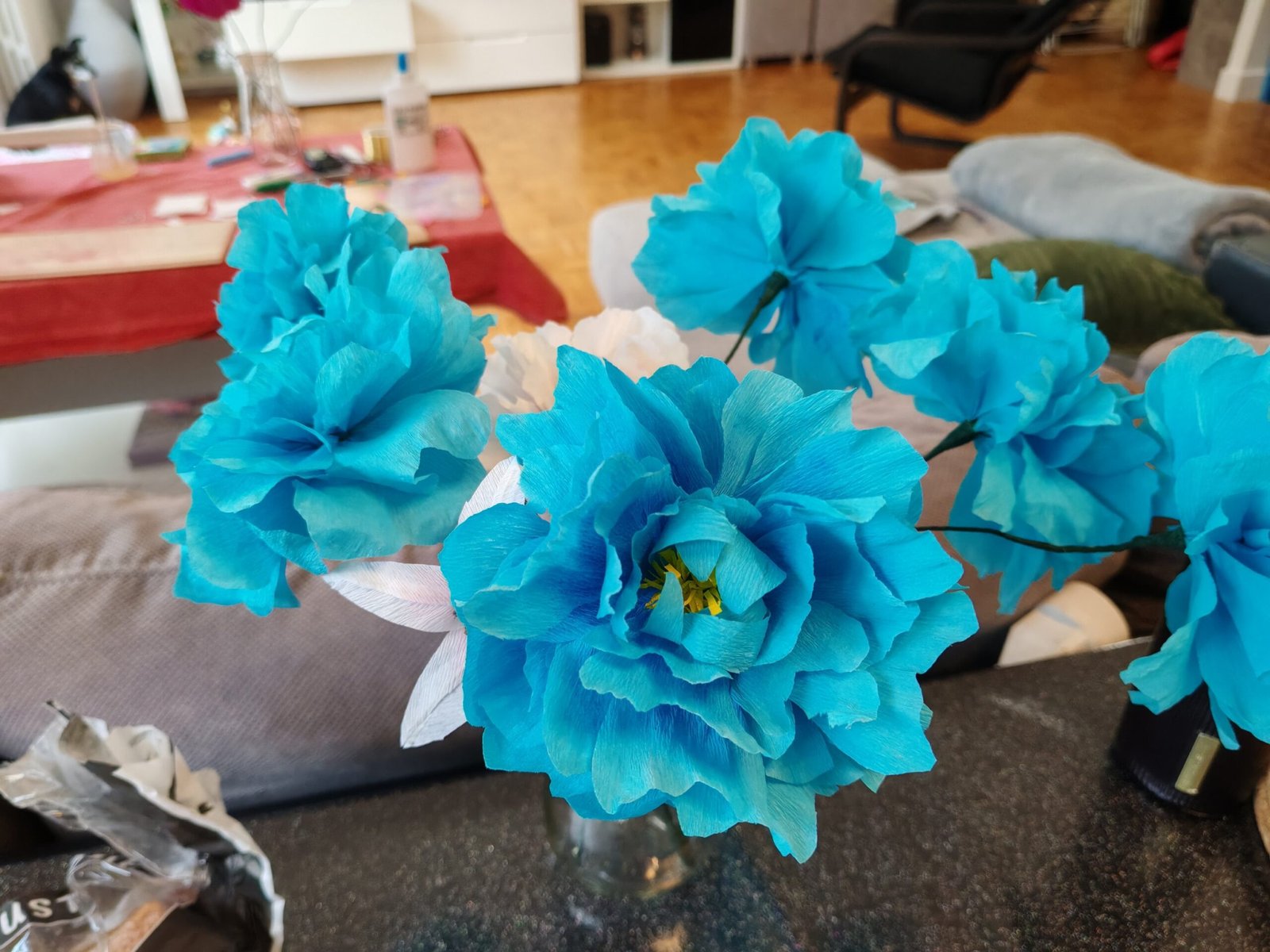 Fleur pivoine en papier crépon